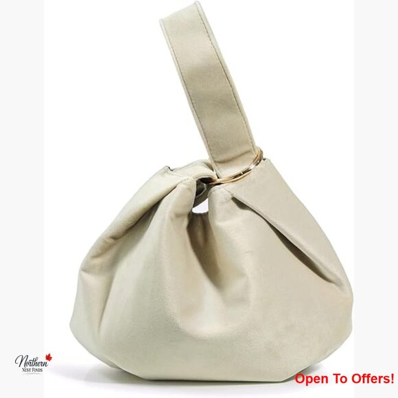 Handbags - Velvet Top Handle Bag Wristlet Clutch with Magnetic Snap